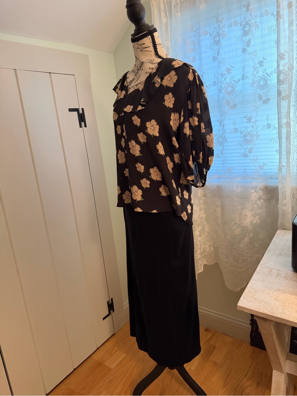 ba&sh Black Wrap Tie-Waist Pencil Skirt